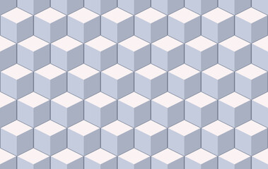 Isometric background with Pixel Art style cubes. Vector seamless pattern
