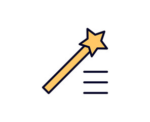 Magic wand flat icon. Single high quality outline symbol for web design or mobile app.  Holidays thin line signs for design logo, visit card, etc. Outline pictogram EPS10