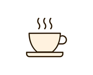 Cup of tea or coffee flat icon. Single high quality outline symbol for web design or mobile app.  Holidays thin line signs for design logo, visit card, etc. Outline pictogram EPS10