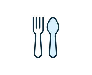 Fork and spoon line icon. High quality outline symbol for web design or mobile app. Thin line sign for design logo. Color outline pictogram on white background