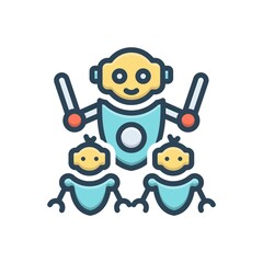 Color illustration icon for robots