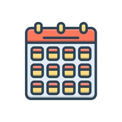 Color illustration icon for year