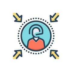 Color illustration icon for centered