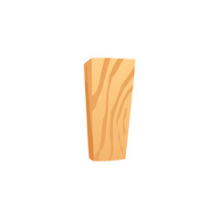 Wooden timber plank in cartoon flat style, vector illustration isolated on white background.