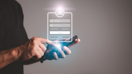 cyber security concept, Login, User, identification information security and encryption, secure access to user's personal information, secure Internet access, cybersecurity.