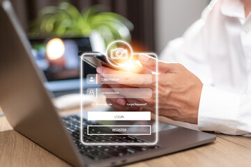 cyber security concept, Login, User, identification information security and encryption, secure access to user's personal information, secure Internet access, cybersecurity.