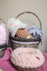 Baby puffy yarn toy, soft plush pillows, handmade