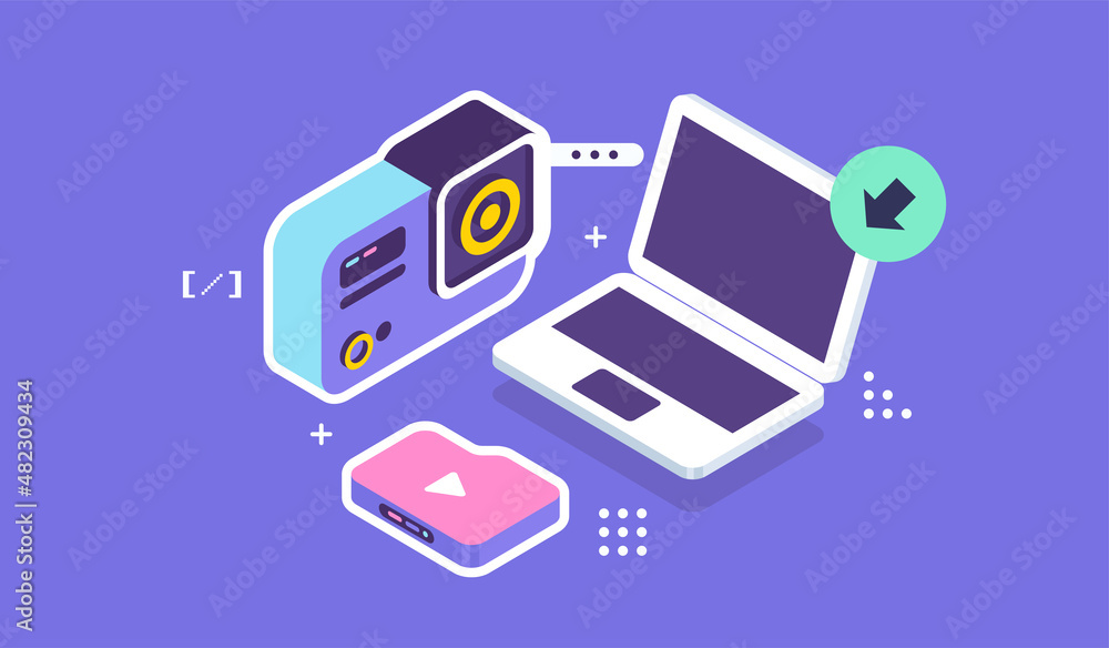 Fototapete software web site design development concept programming language. Big data technology in isometric vector illustration. Information storage and analysis system.
