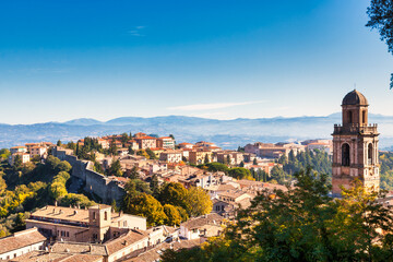 Fototapeta na wymiar view of Perugia with City Wall