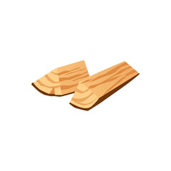 Split logs of tree trunk, cartoon flat vector illustration isolated on white.