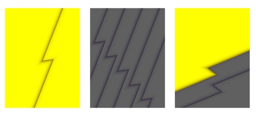 Set of abstract graphic backgrounds in grey-yellow colors