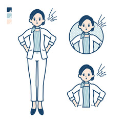 ビューティーアドバイザー女性が怒っているイラスト