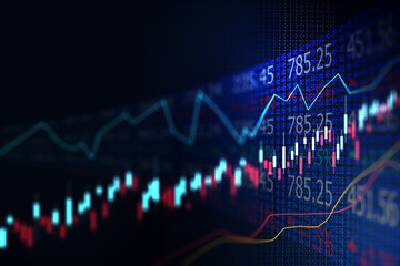 Stocks and growth, statistical chart showing fluctuations in financial flows and economic values, average annual picture of the financial system.