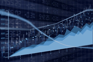 Stocks and growth, statistical chart showing fluctuations in financial flows and economic values, average annual picture of the financial system.