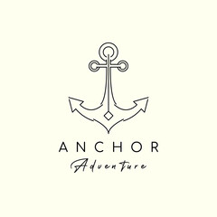 anchor ship logo minimalist line art icon illustration template design