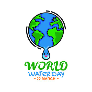 World water day cartoon logo design