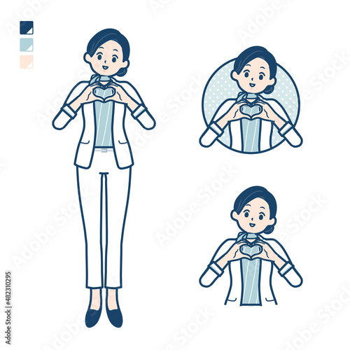 ビューティーアドバイザー女性が手でハートマークを作っているイラスト Wall Mural Toyotoyo