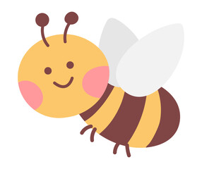 春　手描き　ハチ　蜂　蜜蜂　みつばち　イラスト　挿絵　かわいい　虫　生き物　生物　昆虫　笑顔　自然