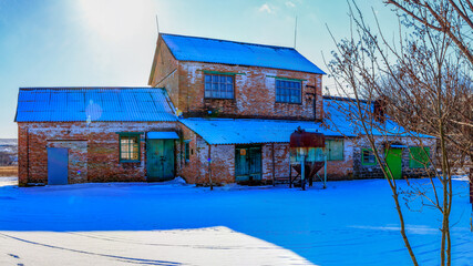 Rural brick mlyn on the outskirts of the village of Ukraine