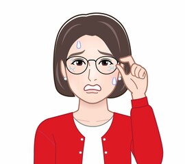 メガネが割れている人