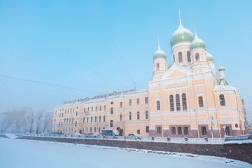 Fototapeta na wymiar Saint Isidore Church on a winter day. Saint-Petersburg