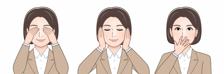 耳をふさいでいる人