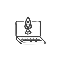 Online business startup line icon