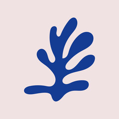 Abstract seaweed silhouette cut out. Flat vector illustration of organic plant in collage technique isolated. Inspired by Henri Matisse.