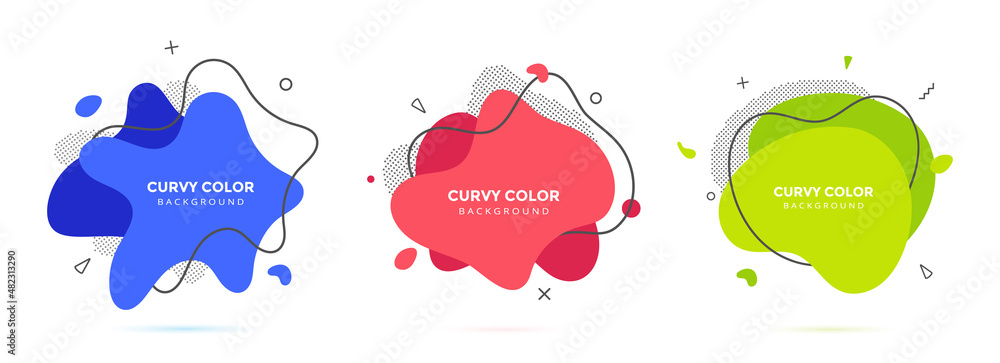 Poster modern liquid irregular amoeba blob shape abstract elements graphic flat style design fluid vector i