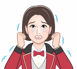 ブルブル震えて泣いている女性