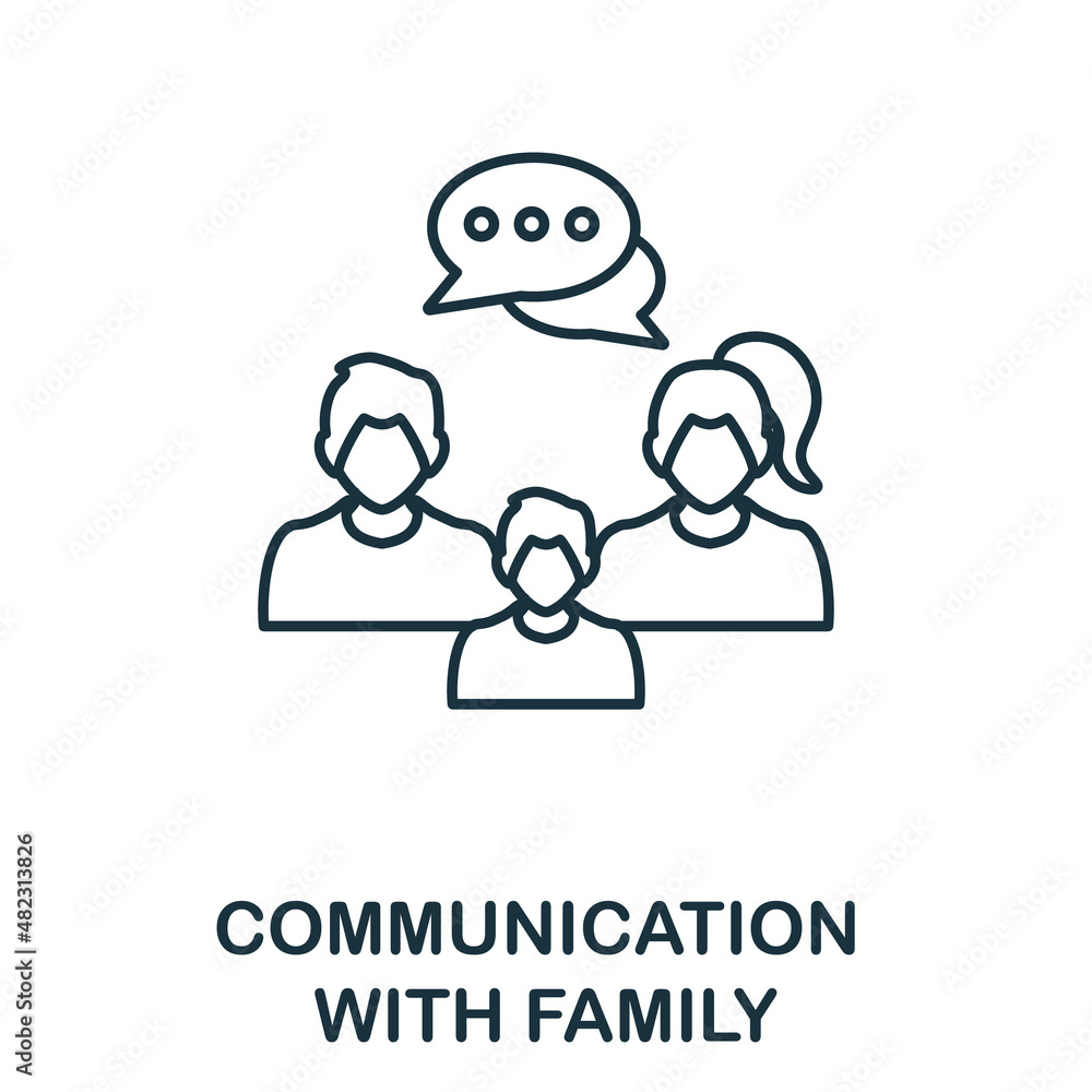 Aufkleber communication with family icon. line element from home rest collection. linear communication with fa