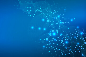 Structure molecule and communication. Dna, atom, neurons. Scientific concept for your design. Connected lines with dots. Medical, technology, chemistry, science background. Vector illustration