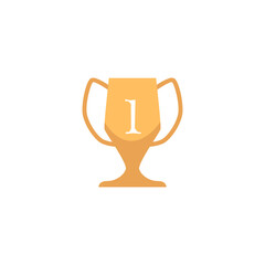 Trophy for winner soccer player, gold cup in flat vector illustration isolated