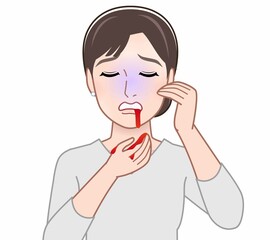 病気で血を吐いた女性