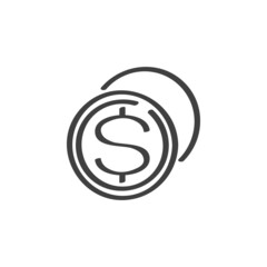 Dollar coins line icon