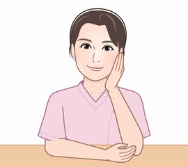 肘をついて考える人