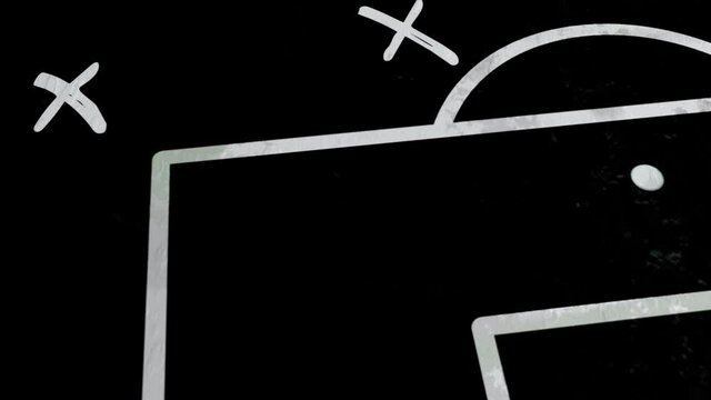 Football team strategy and play tactic on the board 3D animation