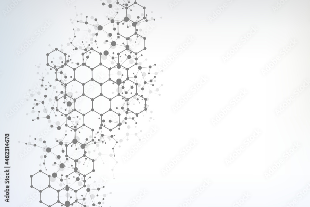 Poster modern futuristic background of the scientific hexagonal pattern. virtual abstract background with p