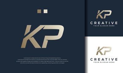 Abstract monogram letter K P logo design - obrazy, fototapety, plakaty