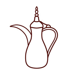 Vector arabic coffee pot in outline style, illustration of arabian dallah, icon of oriental coffee pot