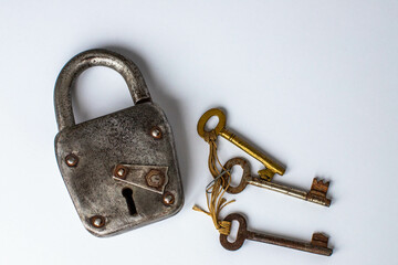 Vintage lock with three keys