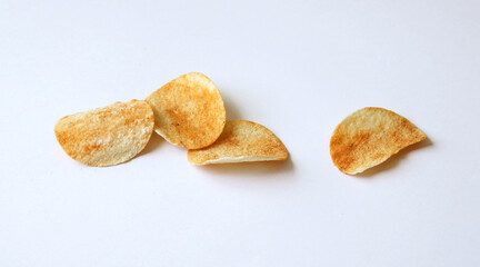potato chips isolated on white background. snack