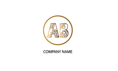 Letter AB or BA logo in circle  abstract monogram vector logo template