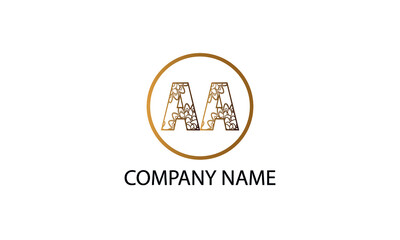 Letter AA logo in circle  abstract monogram vector logo template