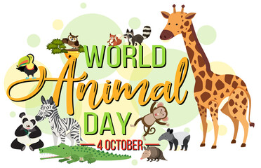 World Animal Day banner with wild animals