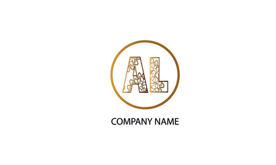 Letter AL or LA logo in circle  abstract monogram vector logo template