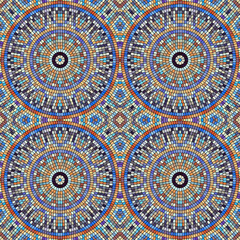 Vector seamless mosaic art pattern. Art background.