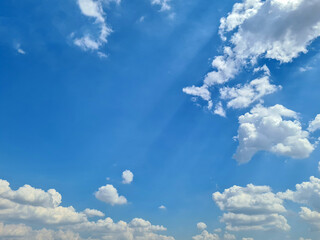 blue sky background and bright clouds in the morning