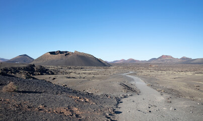 Landscape near El Cuervo volcano at Lanzarote island, Canary Islands