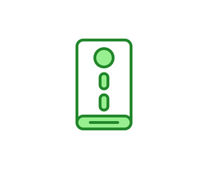 Line Green power icon isolated on white background. Outline symbol for website design, mobile application, ui. Electronics pictogram. Vector illustration, editorial stroсk. 